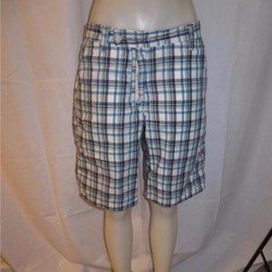 HOWE BLUE,WHITE,YELLOW,BLACK PLAID SHORTS 31